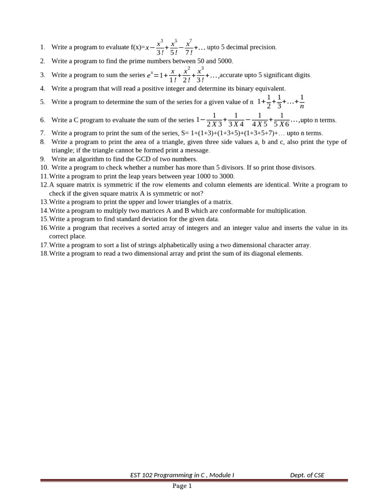 Programs | PDF | Matrix (Mathematics) | Algebra