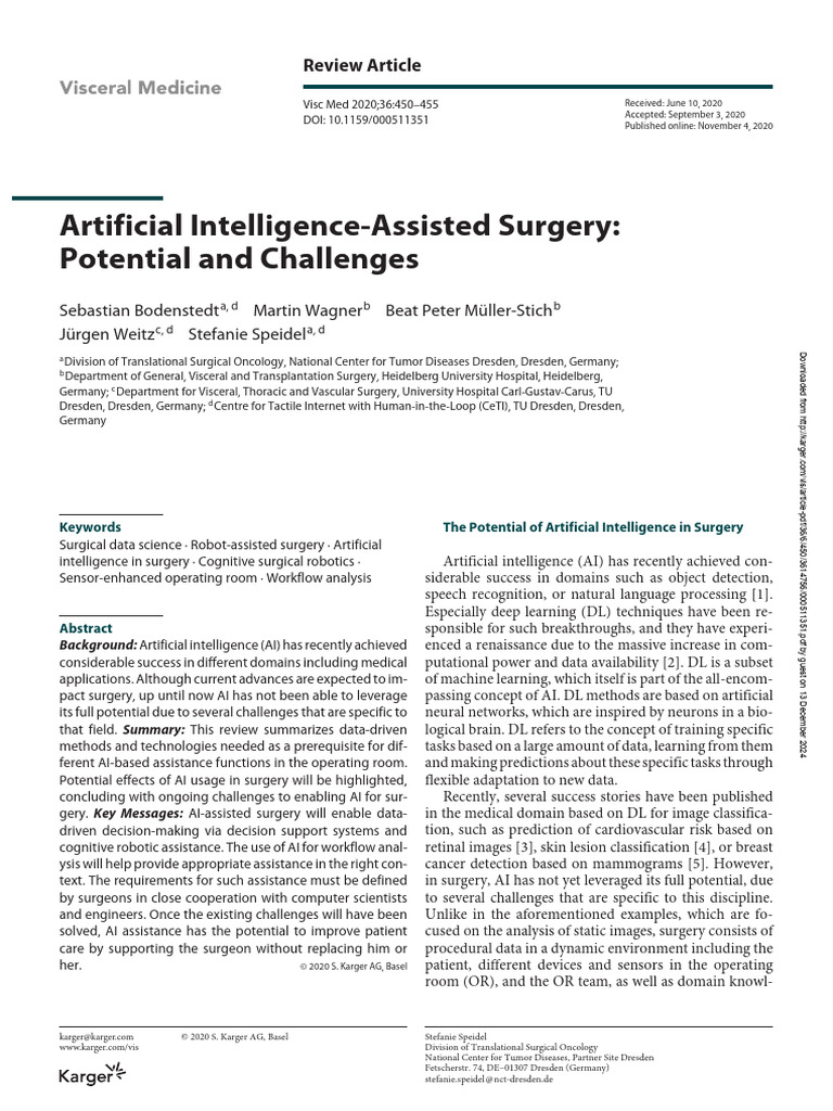 AI in Surgery: Opportunities and Challenges | PDF | Artificial ...