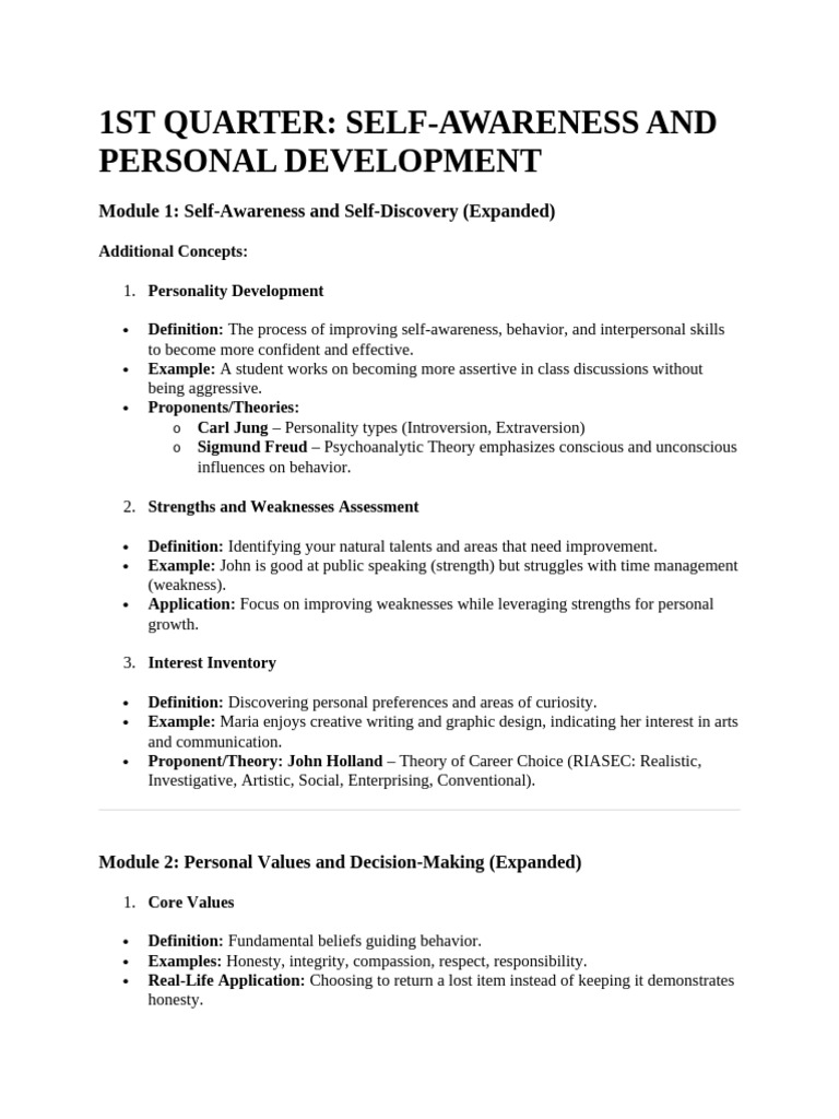Self-Awareness and Personal Development Guide | PDF | Motivational ...
