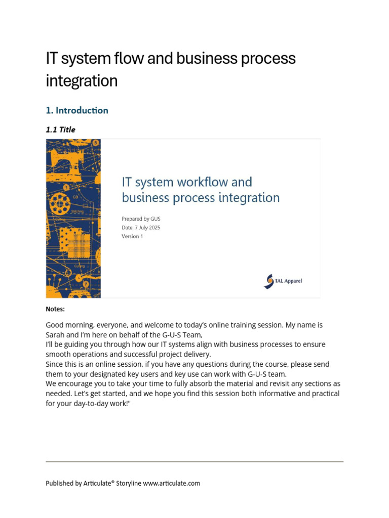 IT System Flow and Business Process Integration | PDF | Logistics ...
