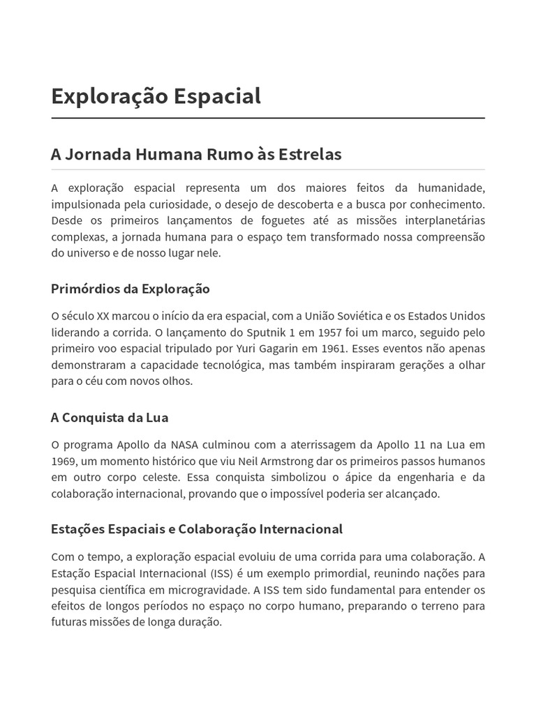Exploração Espacial: Da Lua a Marte | PDF | Exploração espacial ...