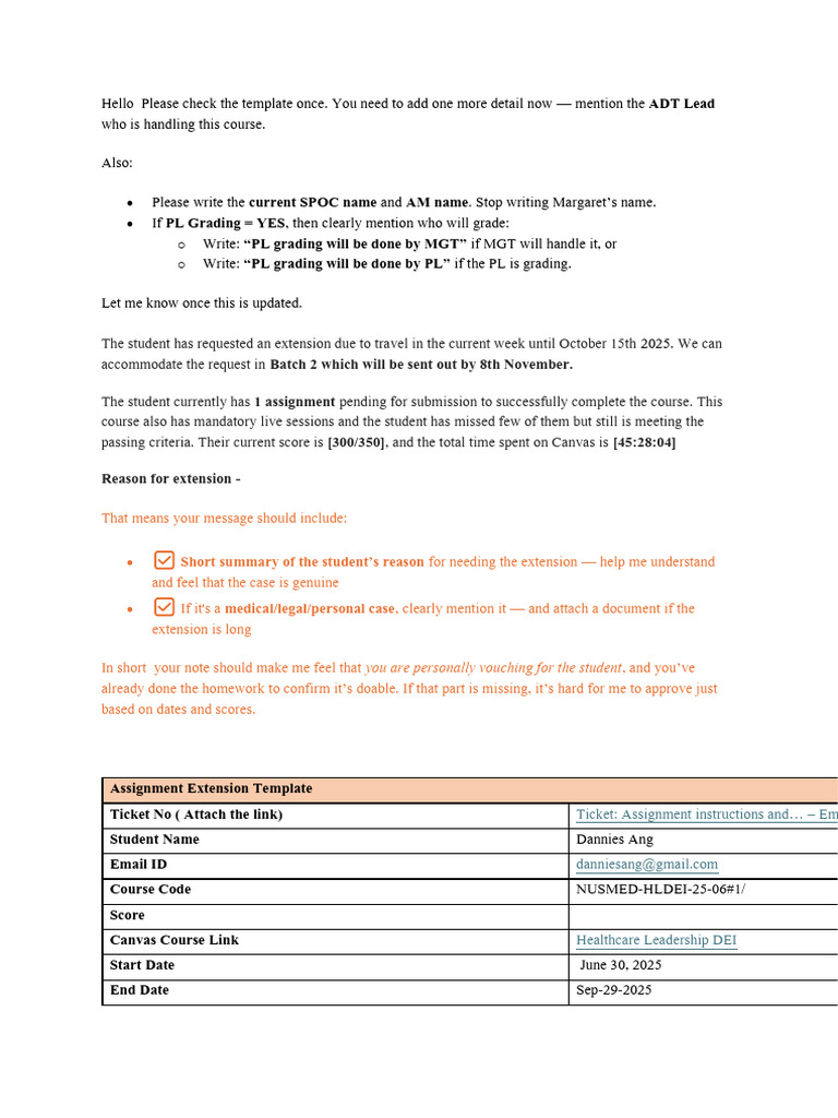 Assignment Extension Request Template | PDF