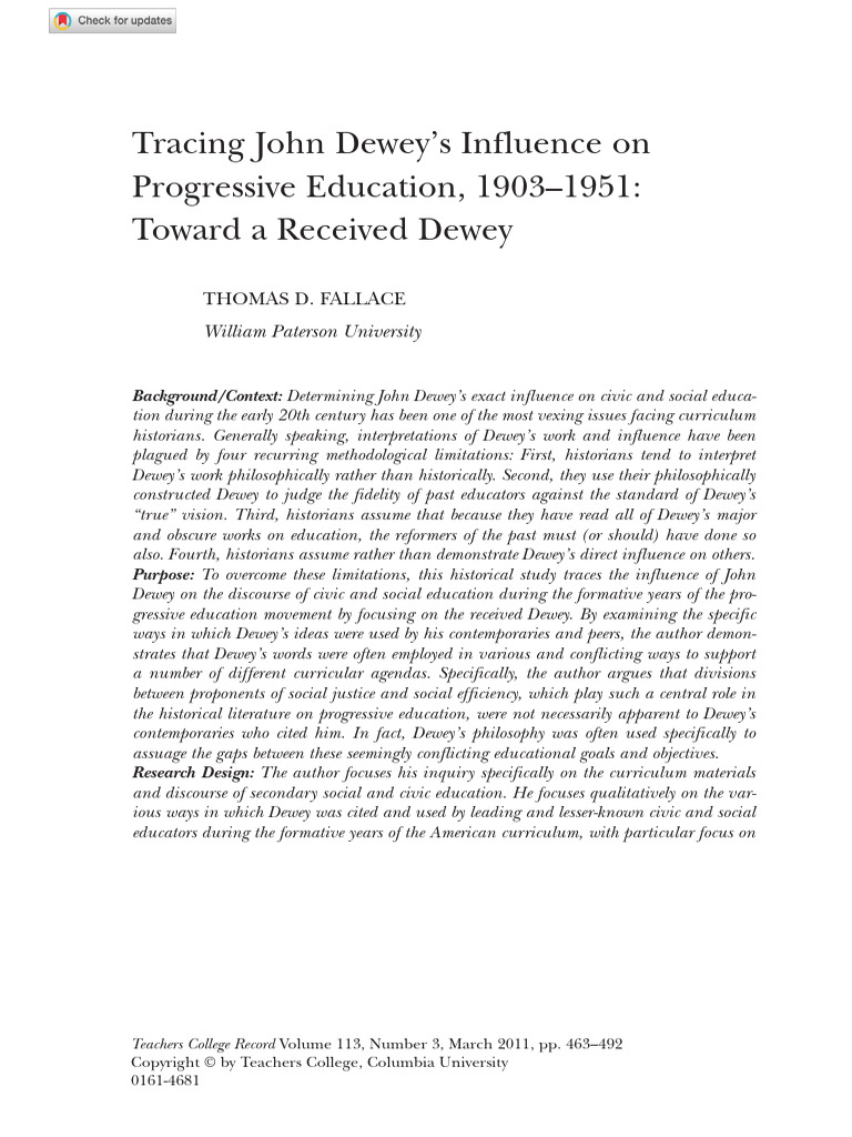 Dewey's Impact on Progressive Education | PDF | John Dewey | Pedagogy