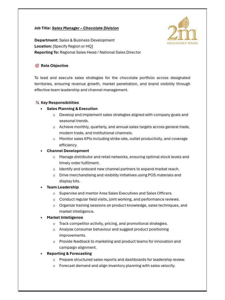 Sales Manager - JD | PDF | Sales | Customer Relationship Management