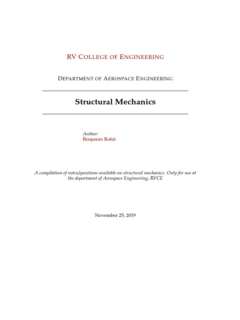 Structural Mechanics Notes for Aerospace Engineering | PDF | Bending ...