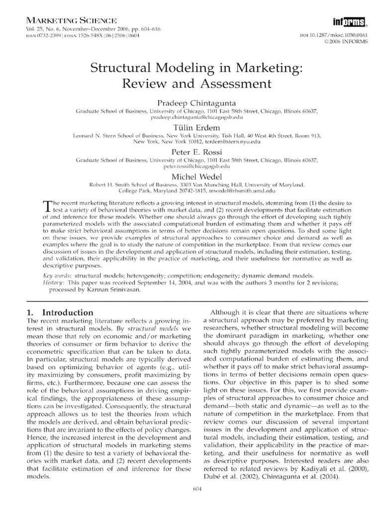 Structural Modeling in Marketing Review and Assessment | PDF