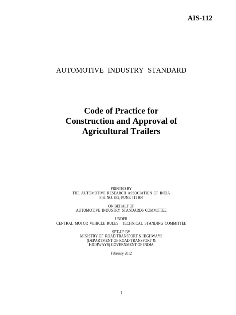 Agricultural Trailer Construction Standards | PDF | Trailer (Vehicle ...