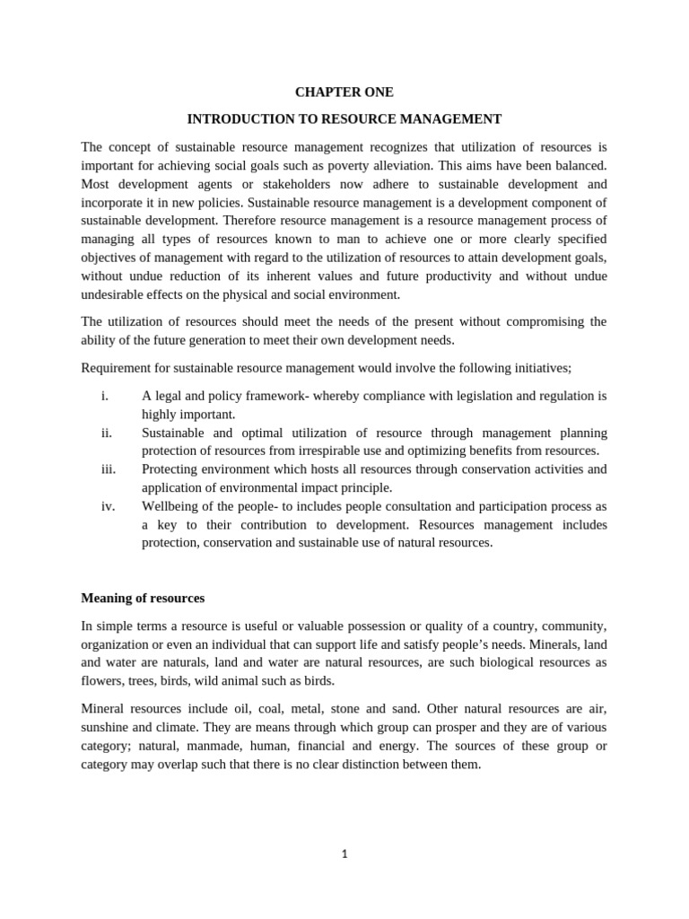 Sustainable Resource Management Overview | PDF | Human Resource ...