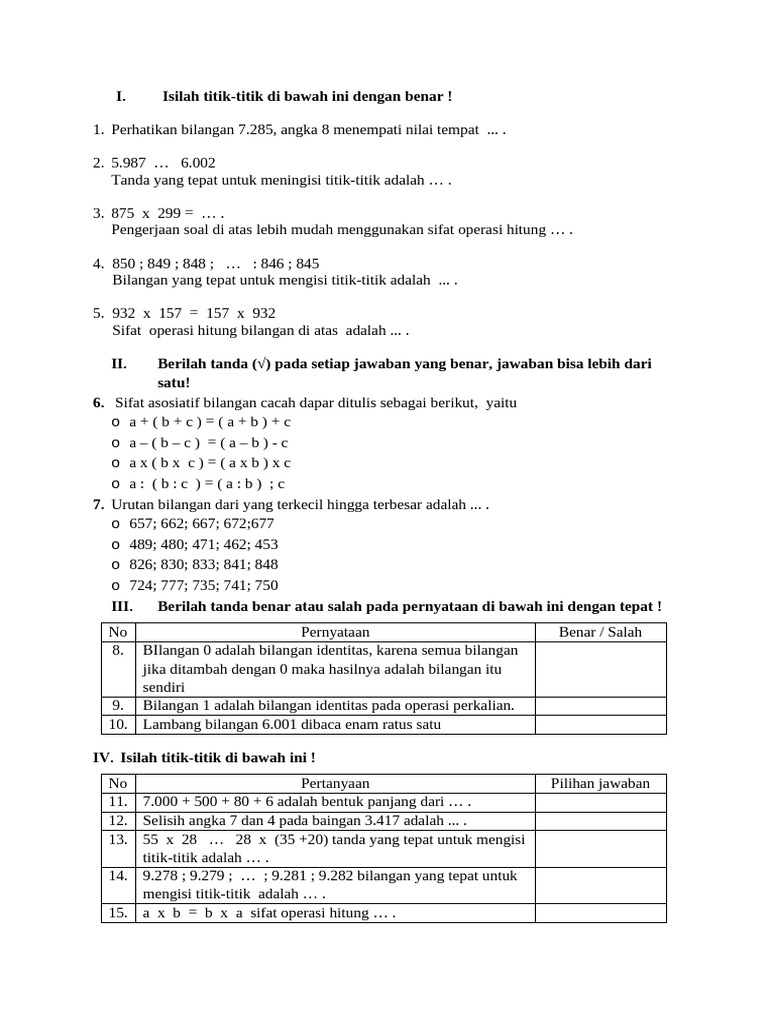 Soal Latihan Matematika Dasar | PDF