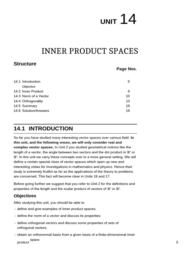 Inner Product Spaces Explained | PDF | Basis (Linear Algebra) | Norm ...