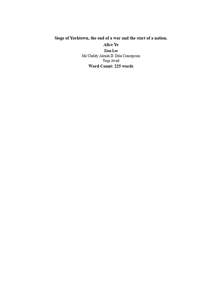 NHD proccess paper | PDF | Siege Of Yorktown | Military Operations