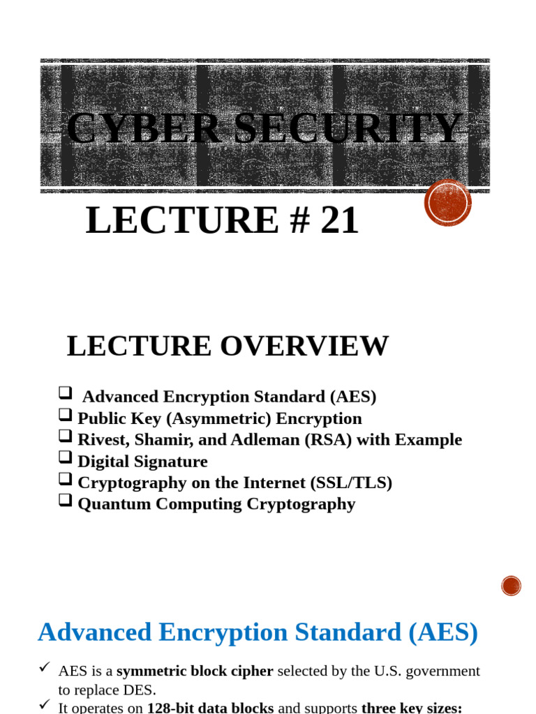 Cybersecurity: AES and Asymmetric Encryption | PDF | Public Key ...