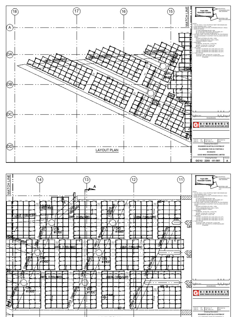 Rounder Scaffold System Layout Plan | PDF | Scaffolding | Equipment