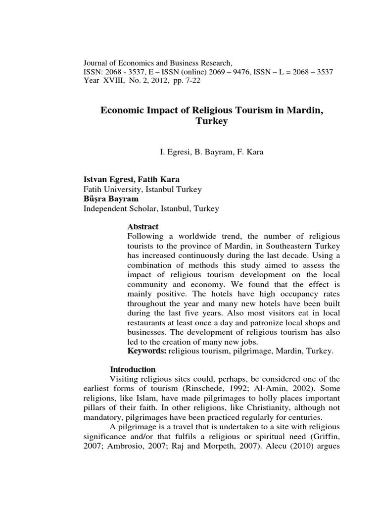 Economic Effects of Religious Tourism in Mardin | PDF | Tourism ...