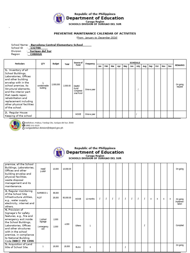 2024 Preventive Maintenance Calendar | PDF