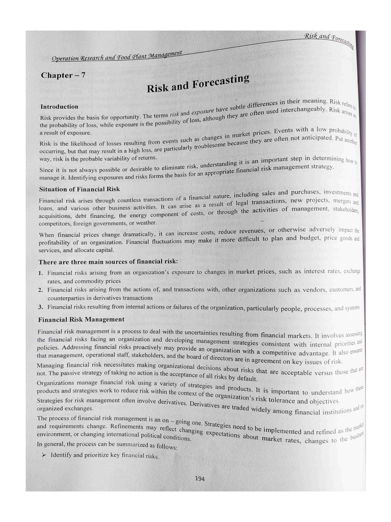 7 Risk - Forecasting | PDF