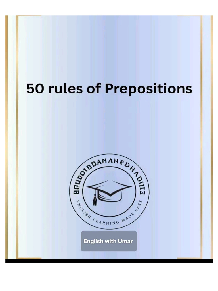 Rules of Preposition | PDF