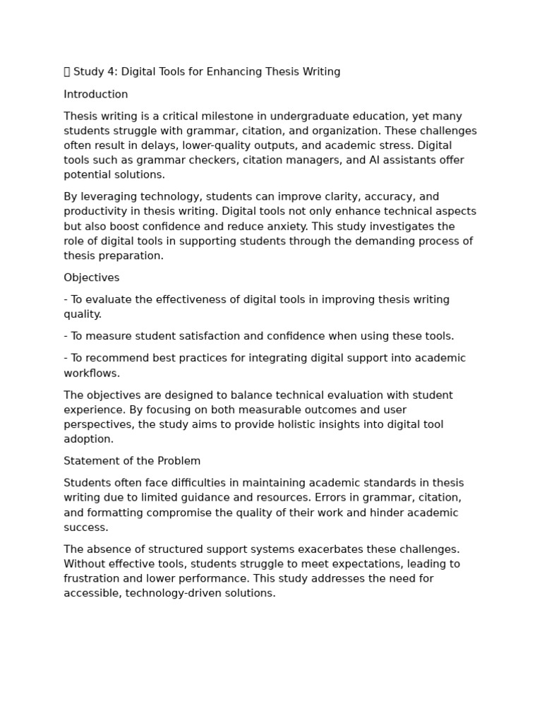 Digital Tools for Thesis Writing Success | PDF
