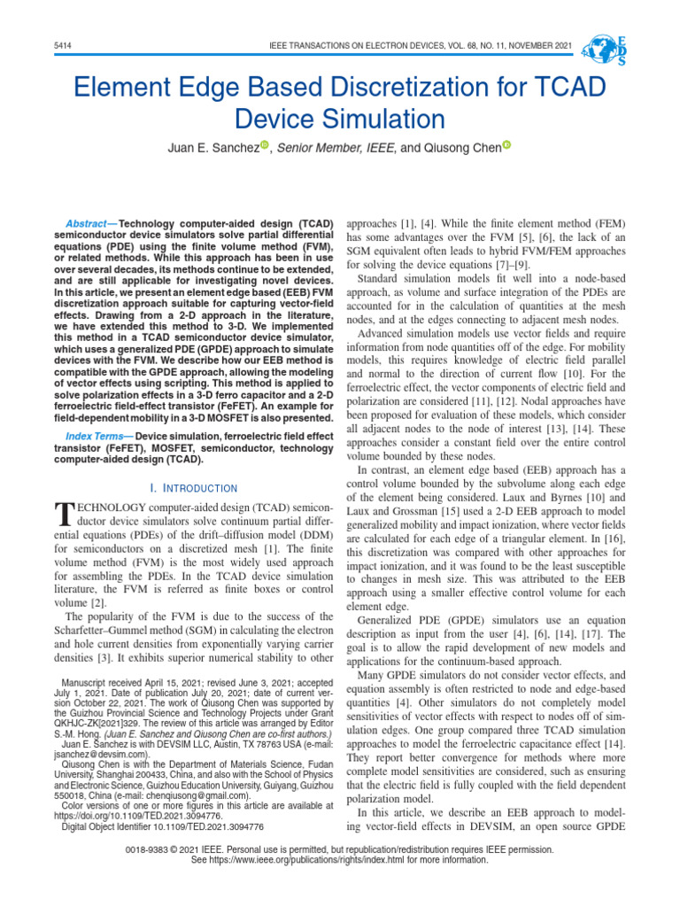 EEB Discretization for TCAD Simulation | PDF | Partial Differential ...