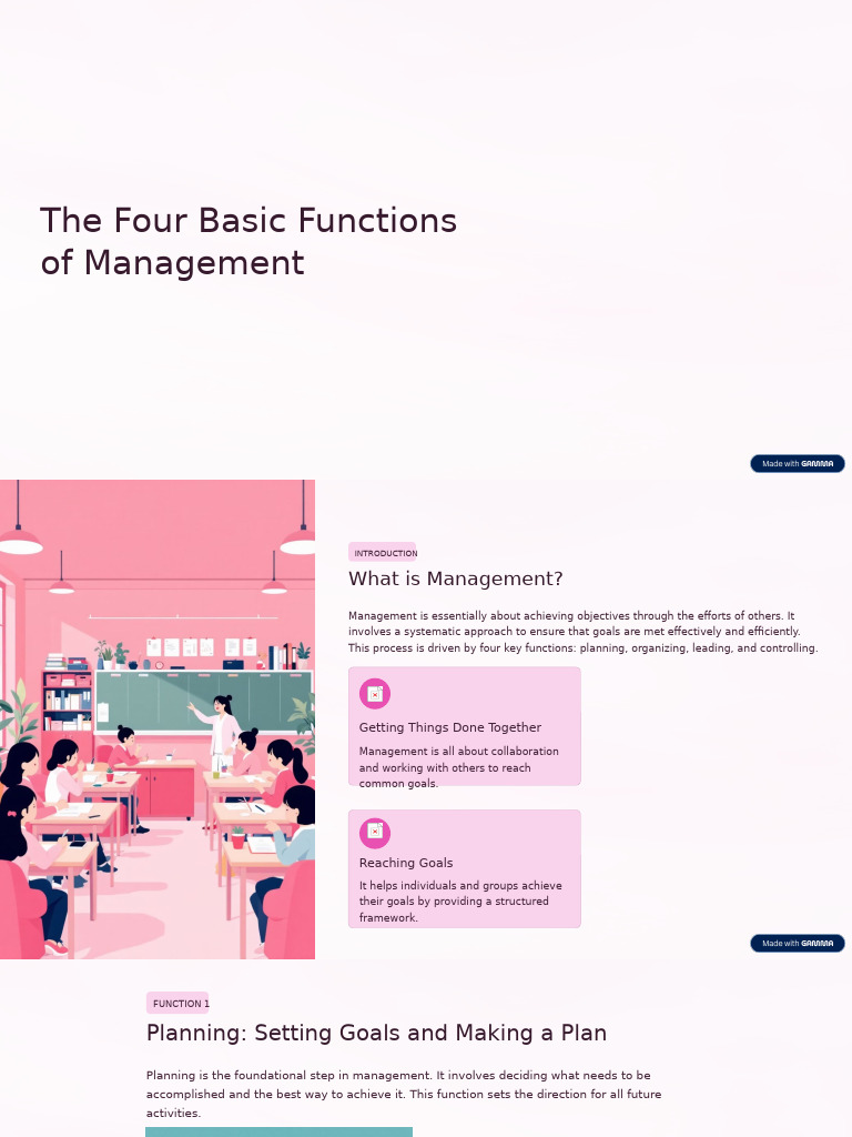 Four Functions of School Management | PDF | Goal | Behavior Modification
