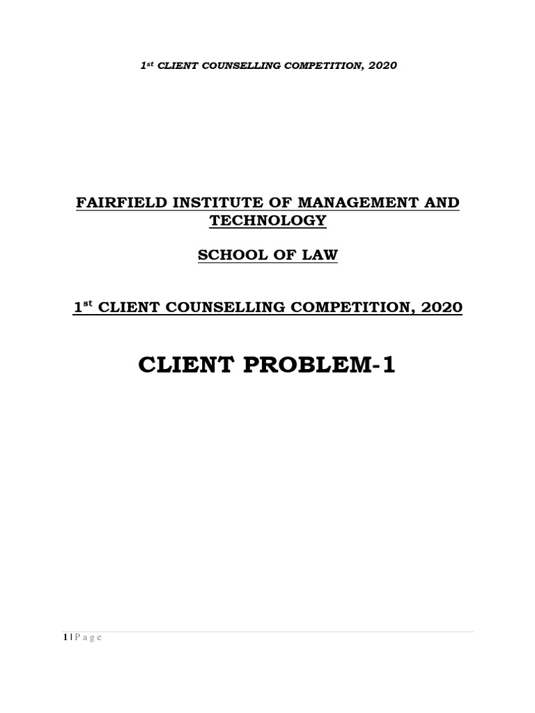 Client Counselling Case Study 2020 | PDF