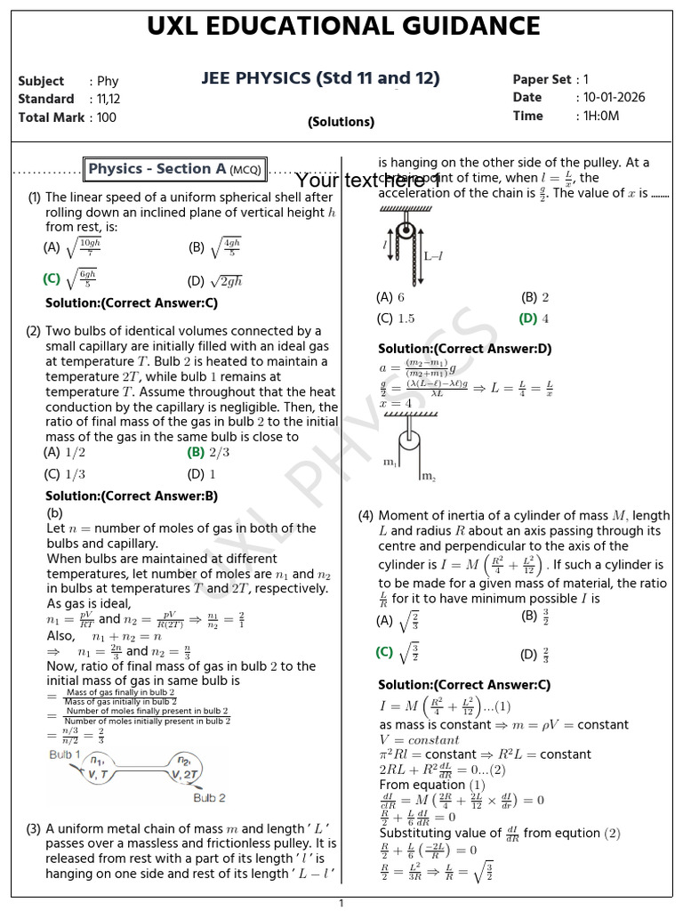 JEE Physics Solutions for Std 11-12 | PDF | Optics