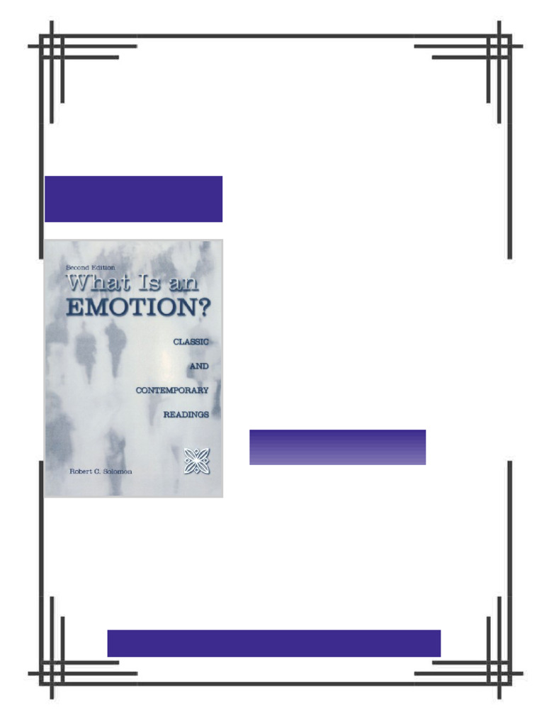 What Is an Emotion Classic and Contemporary Readings 2nd Edition Robert ...