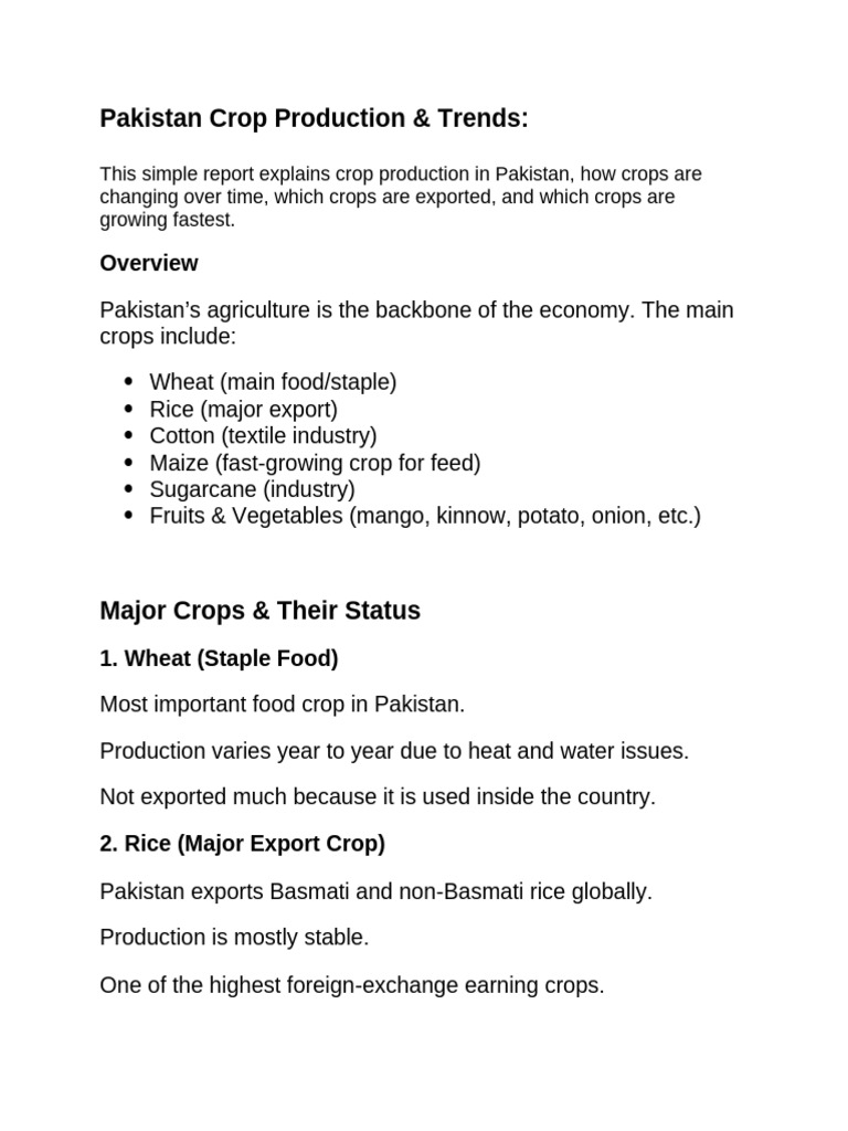Pakistan Crop Production Trends 2023 | PDF | Crops | Agriculture