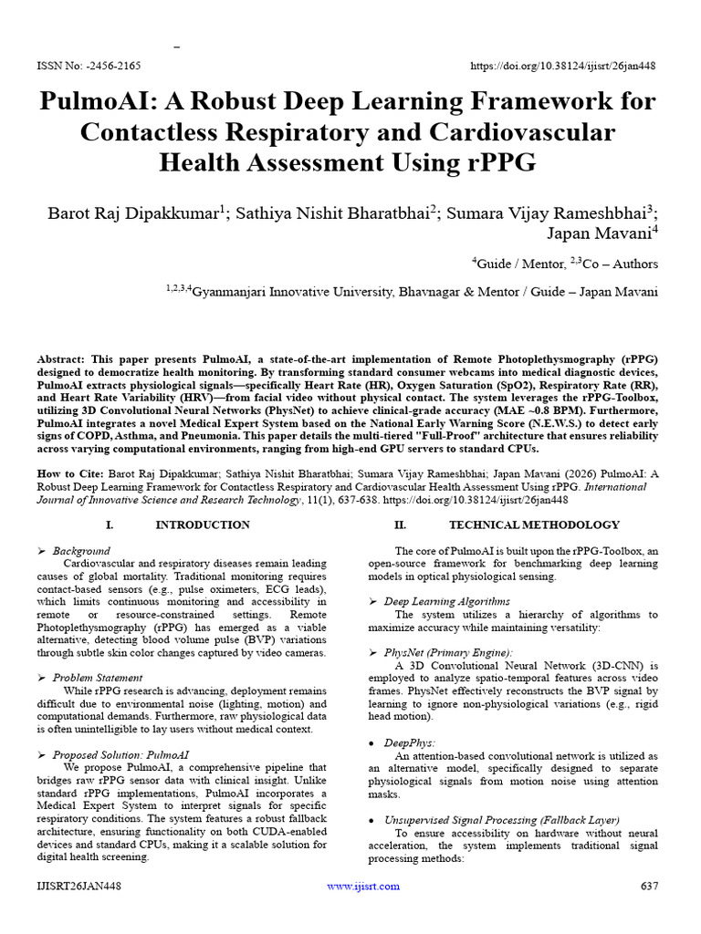 PulmoAI: A Robust Deep Learning Framework For Contactless Respiratory ...