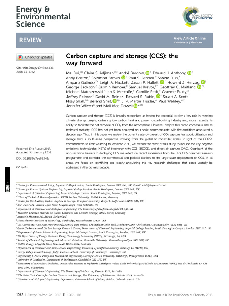 Carbon Capture and Storage CCS the Way Forward | PDF | Carbon Capture ...