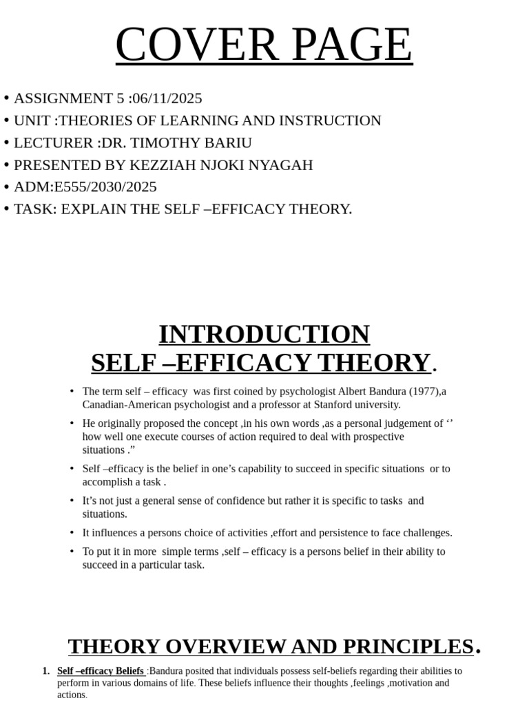 Understanding Self-Efficacy Theory | PDF | Self Efficacy | Goal