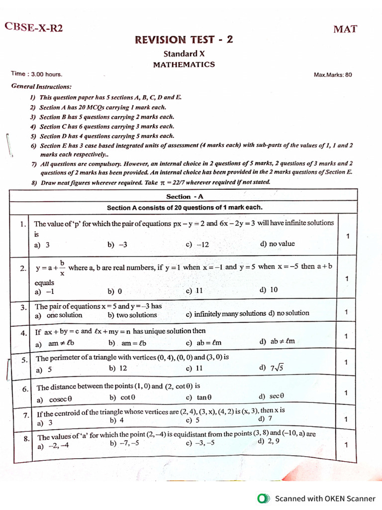 Math Question Paper 4 | PDF
