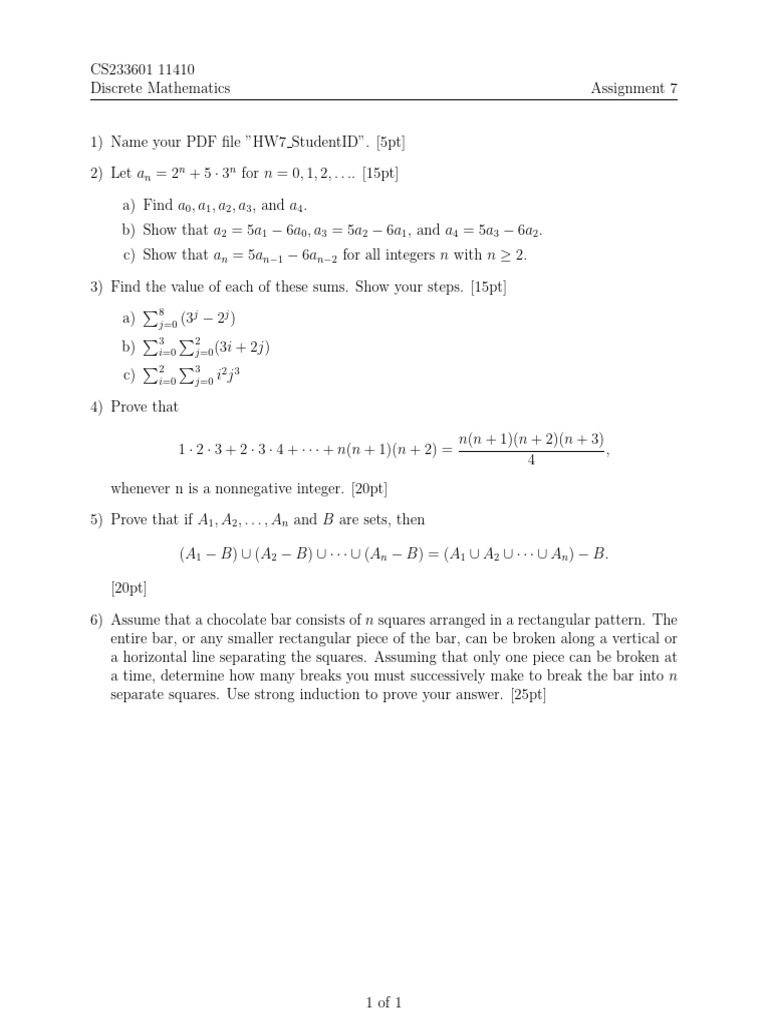 Discrete Mathematics HW7 | PDF | Mathematics | Discrete Mathematics