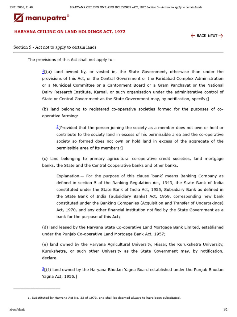 Haryana Land Ceiling Act Exemptions | PDF | Government | Justice