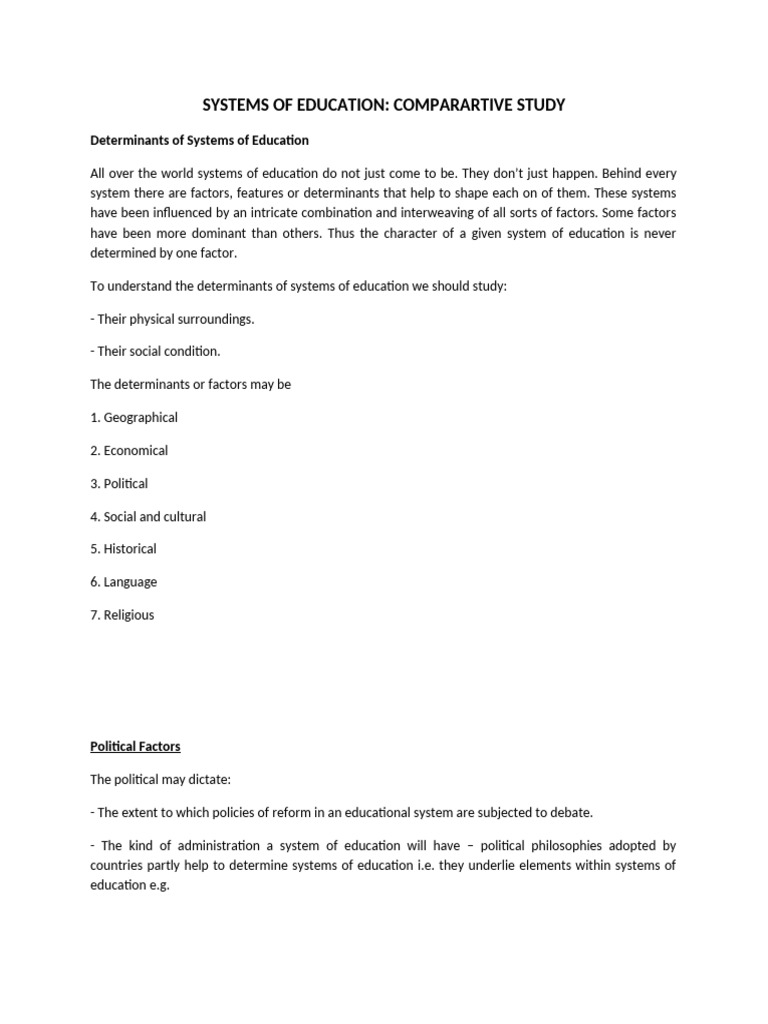 Comparative Study of Education Systems | PDF | Socialism | Political ...