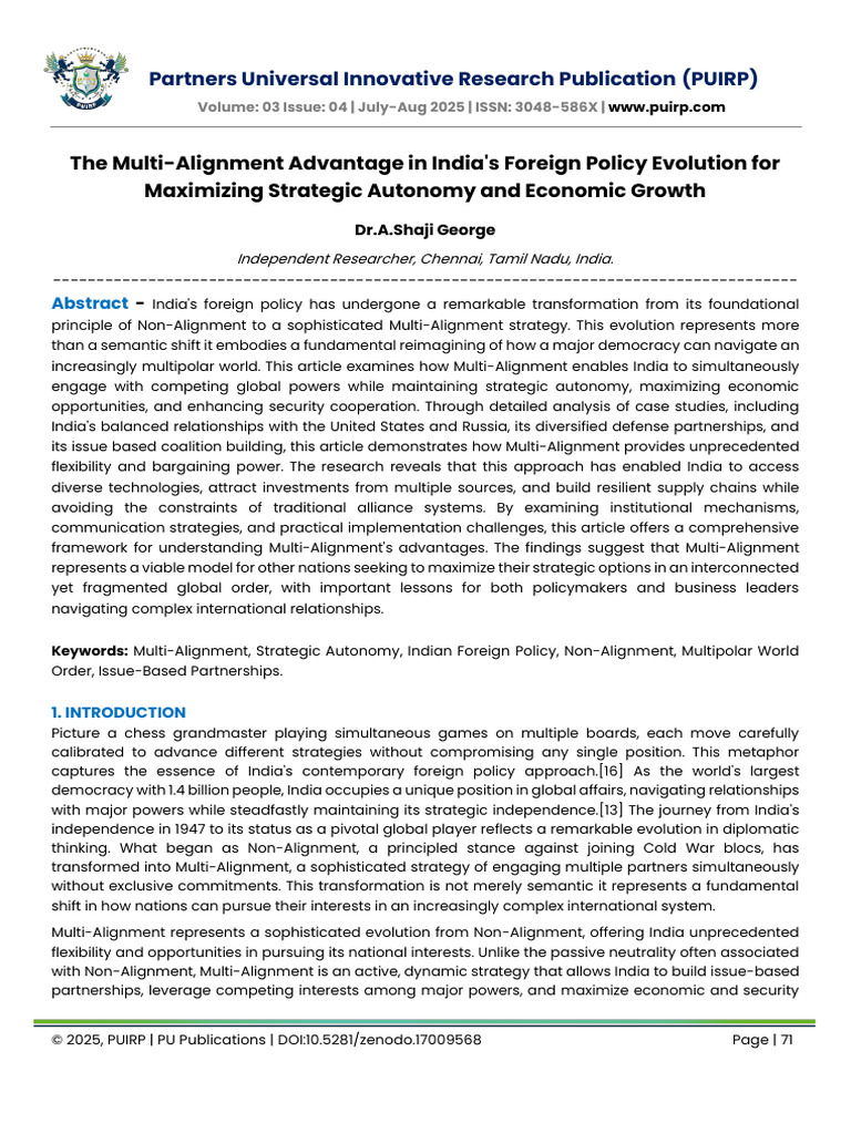 India's Multi-Alignment Strategy Explained | PDF | Non Aligned Movement ...