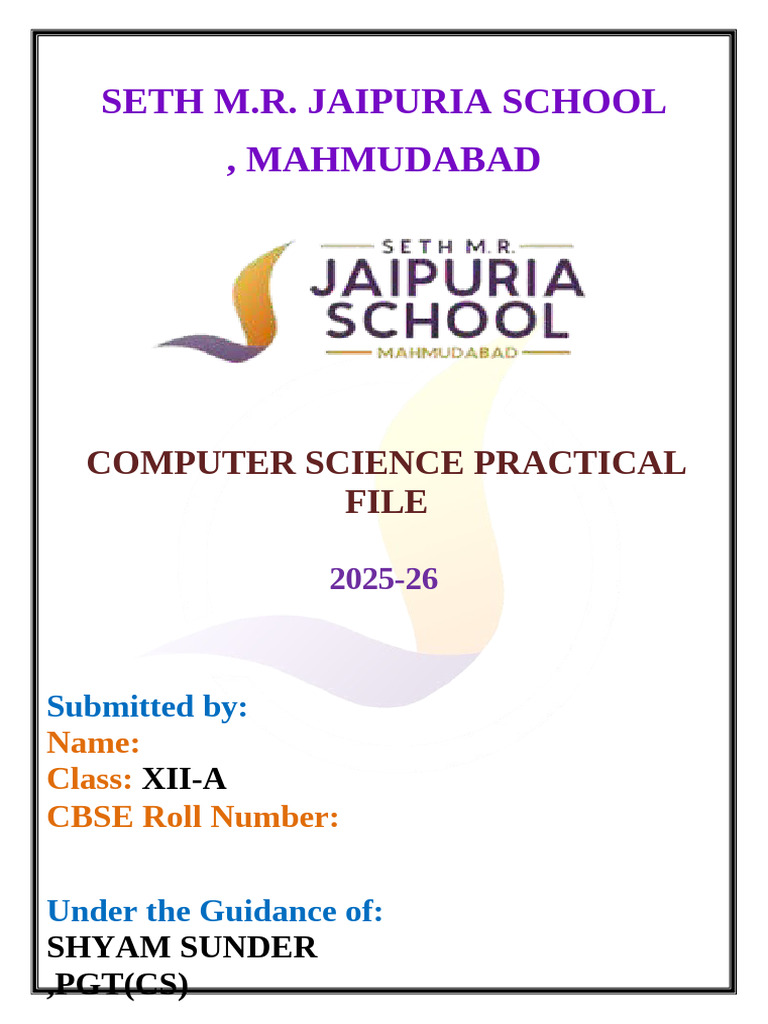 First Three Page Practical File | PDF