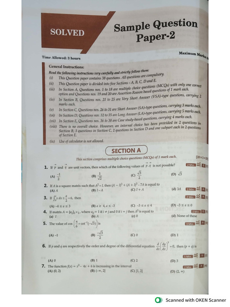 Sample Paper 2 | PDF