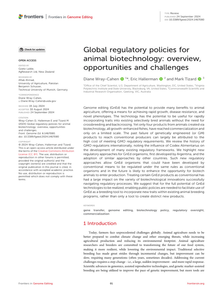Global Policies on Animal Biotechnology | PDF | Genetically Modified ...