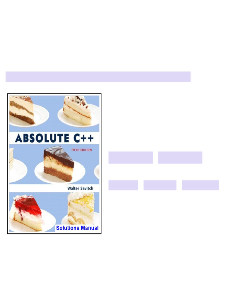 Absolute C++ 5th Edition Savitch Solutions Manual - test bank and ...
