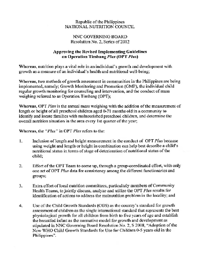 Revised Guidelines for OPT Plus Program | PDF | Breastfeeding ...