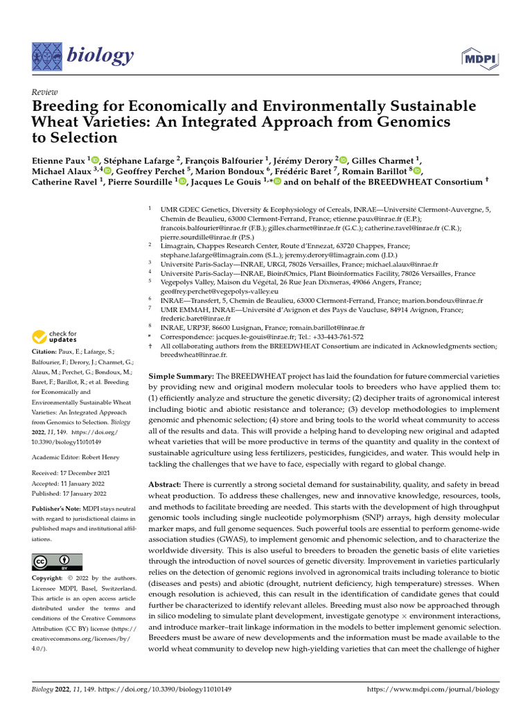 Sustainable Wheat Breeding Strategies | PDF | Single Nucleotide ...