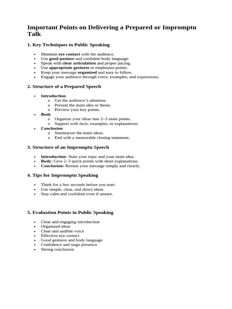 Public Speaking Techniques and Structures | PDF