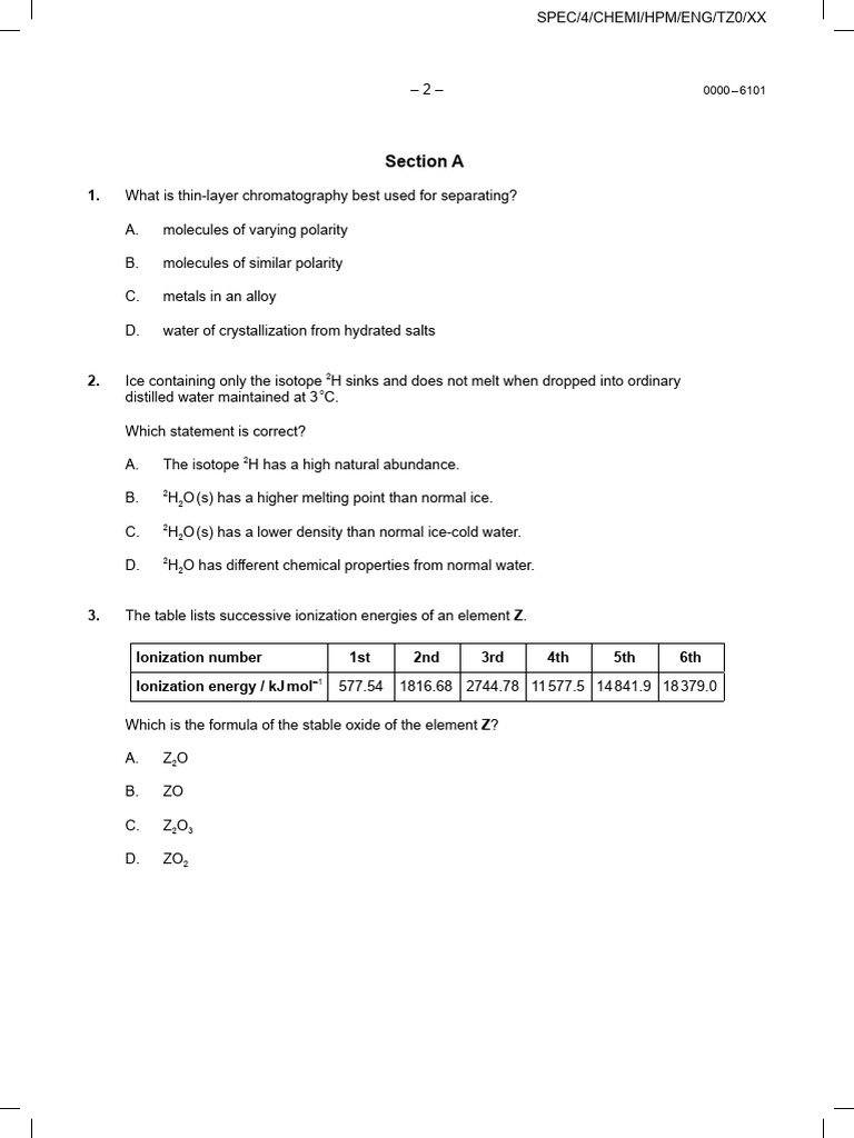 Chemistry Exam Questions and Answers | PDF | Activation Energy ...