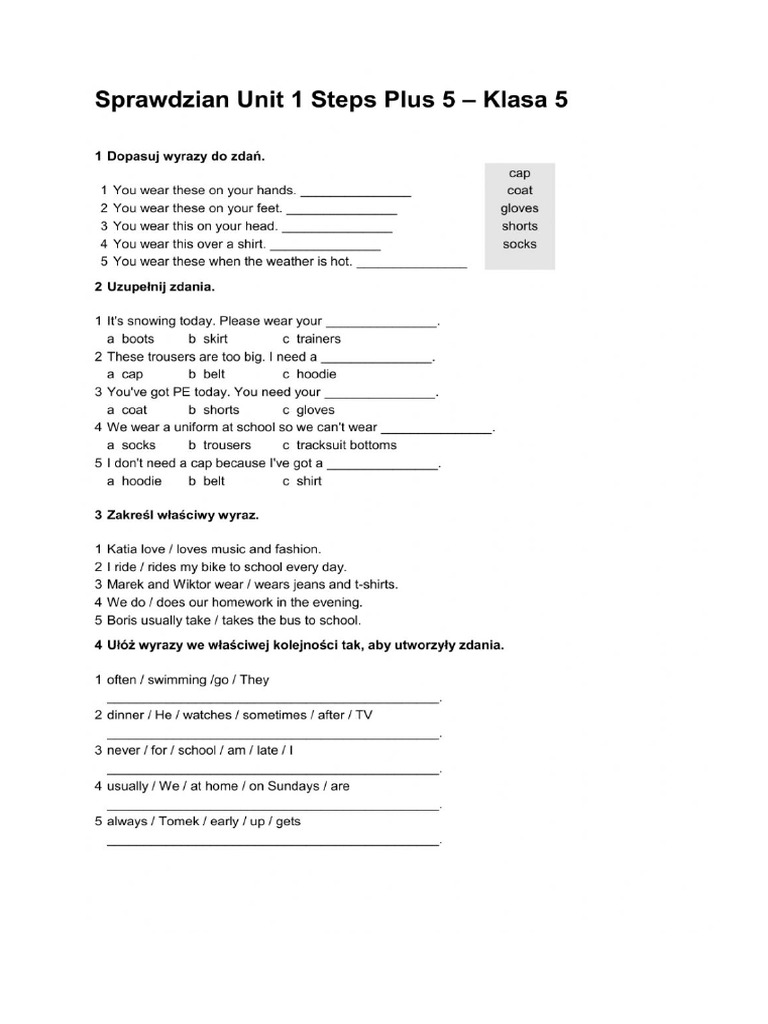 Steps Plus 5 Unit 1 Worksheet - 521344 | PDF