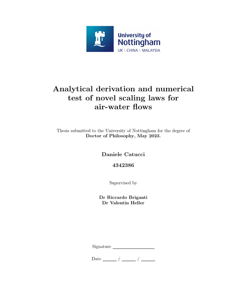 Analytical Derivation and Numerical Test of Novel Scaling Laws for Air ...