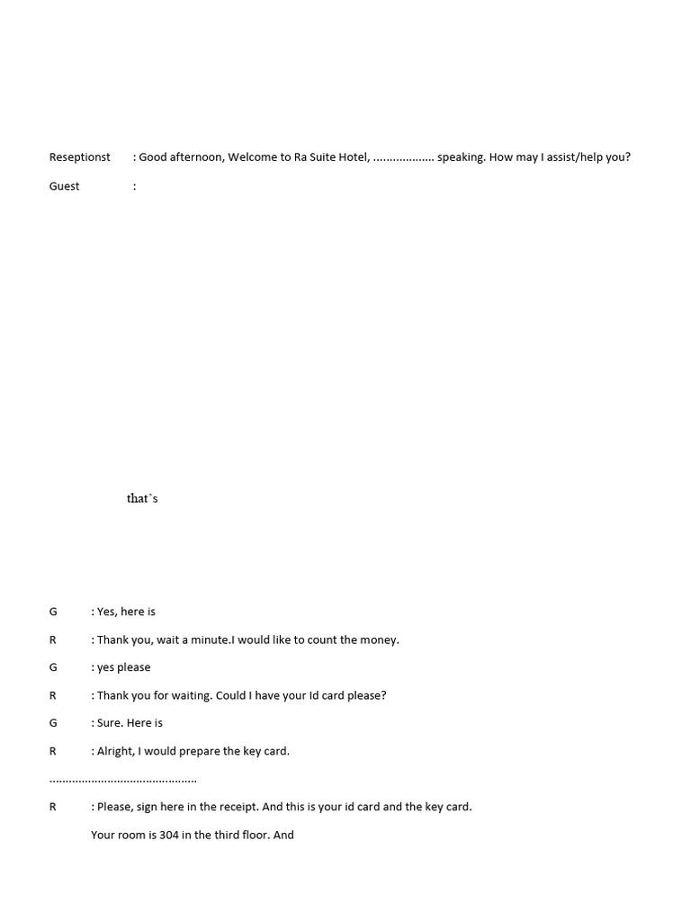 Hotel Check-In Process Example | PDF