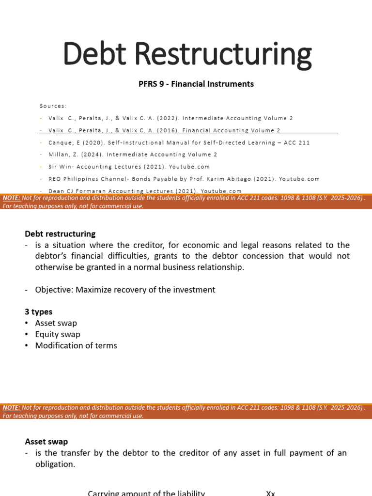 Understanding Debt Restructuring Methods | PDF | Equity (Finance ...