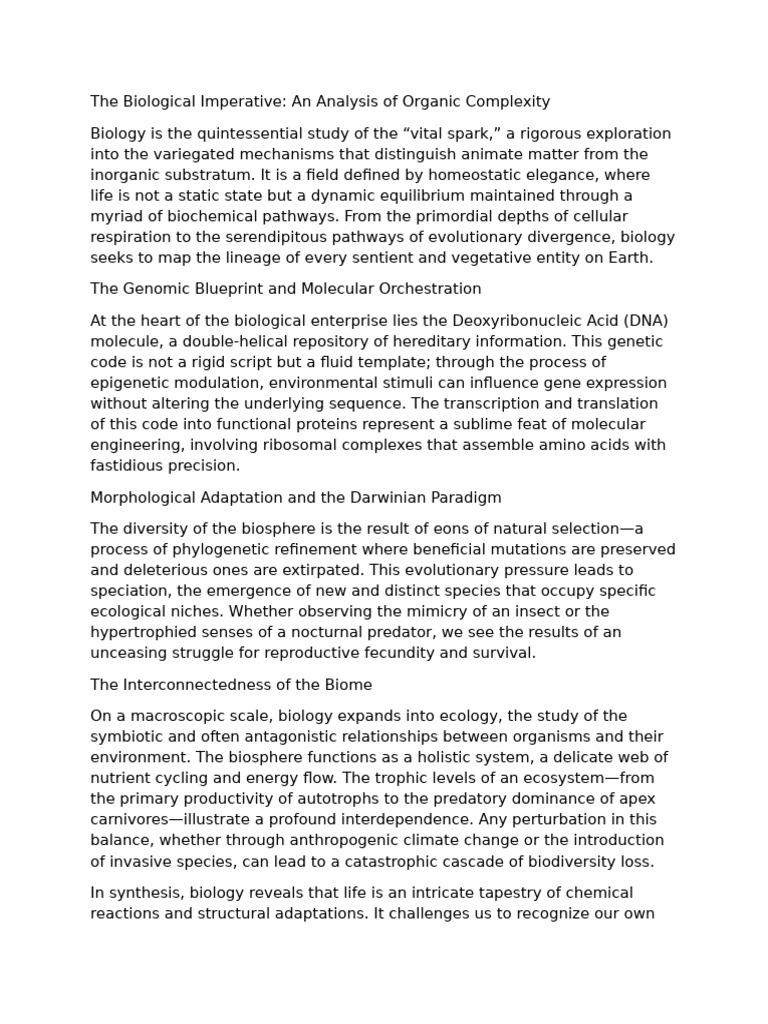 Document (3)The Biological Imperative: An Analysis of Organic ...