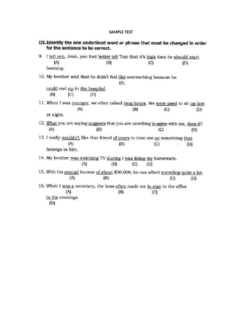 Sample Test | PDF
